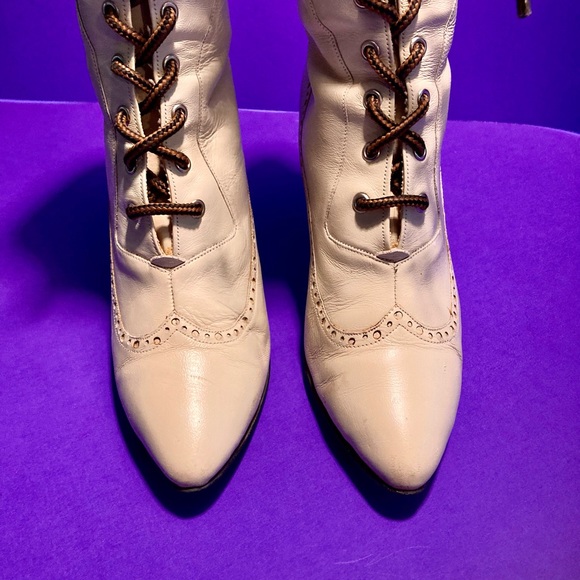 Vtg. 80’s Ankle Boot Lace Up Wing Tip - Picture 3 of 14